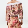Printed Strapless Blouse