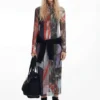 Printed Tulle Midi Dress