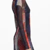 Printed Tulle Midi Dress