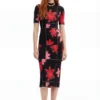 Ribbed Floral Midi Dress