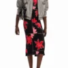 Ribbed Floral Midi Dress
