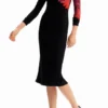 Ribbed Floral Midi Dress