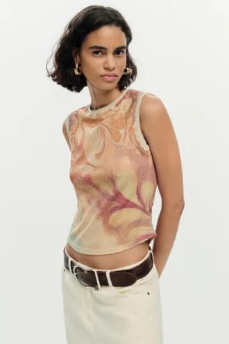 Sleeveless Knit T-Shirt