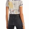 Slim Gathered Newspaper T-Shirt