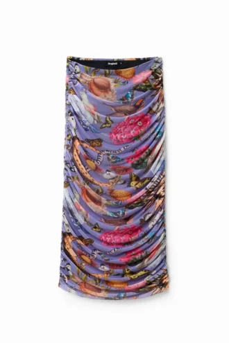 Slim Tulle Midi Skirt