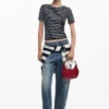 Small Shiny Floral Applique Bag