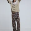 Straight Textured Trousers