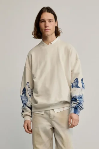 Sweatshirt with Printed Sleeves