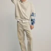 Sweatshirt with Printed Sleeves