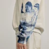 Sweatshirt with Printed Sleeves