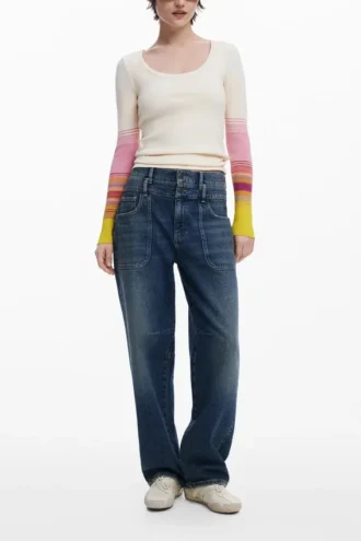 T-Shirt with Printed Sleeves