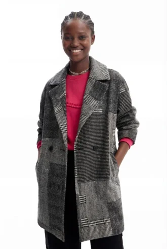 Tailored Patchwork Wool Coat