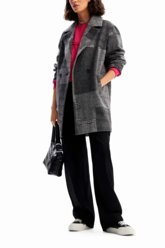 Tailored Patchwork Wool Coat