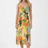 Tropical Wrap Midi Dress