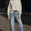 Two-Material Denim Trousers