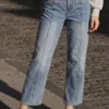 Two-Material Denim Trousers