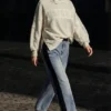 Two-Material Denim Trousers