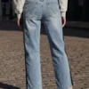 Two-Material Denim Trousers