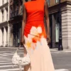 Two-Tone Floral Dress