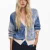 Two-Tone Knit Cardigan