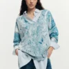V-Neck Sweater with Abstract Print
