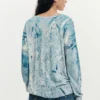 V-Neck Sweater with Abstract Print