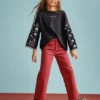 Washed-Effect Denim Trousers