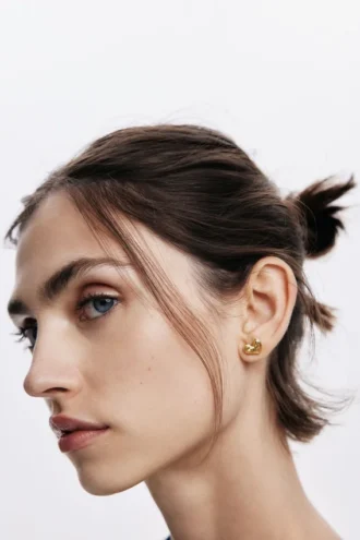 Zalio Gold-Plated Heart Stud Earrings